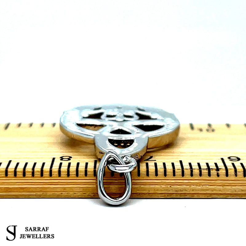 IRISH CLADDAGH PENDANT 925 Sterling Silver Rhodium Plated Plain Design UK Hallmarked | Shop Online Sarraf Jewellers UK - Sarraf Jewellers