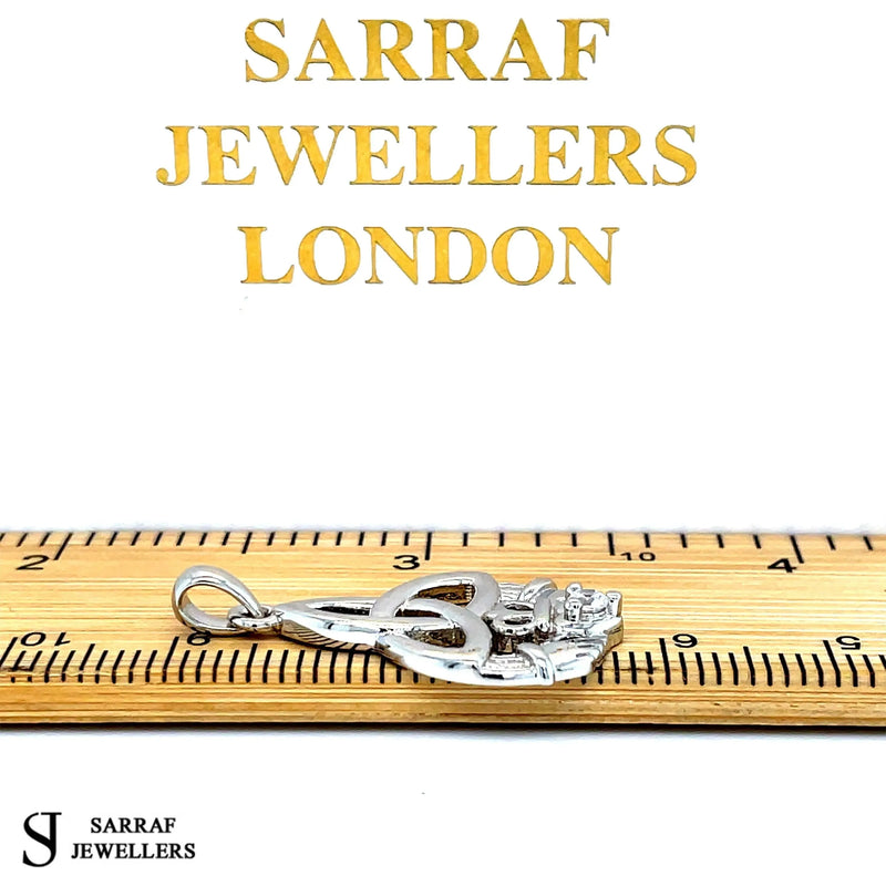 IRISH CLADDAGH PENDANT 925 Sterling Silver Rhodium Plated Plain Design UK Hallmarked | Shop Online Sarraf Jewellers UK - Sarraf Jewellers