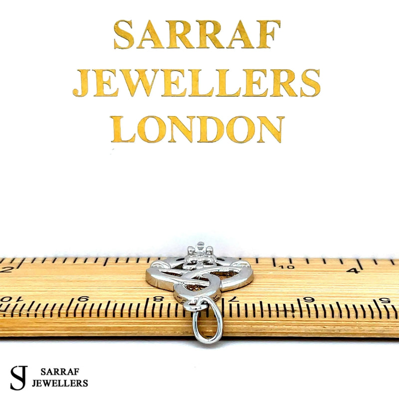 IRISH CLADDAGH PENDANT 925 Sterling Silver Rhodium Plated Plain Design UK Hallmarked | Shop Online Sarraf Jewellers UK - Sarraf Jewellers