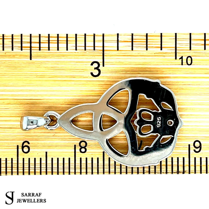 IRISH CLADDAGH PENDANT 925 Sterling Silver Rhodium Plated Plain Design UK Hallmarked | Shop Online Sarraf Jewellers UK - Sarraf Jewellers