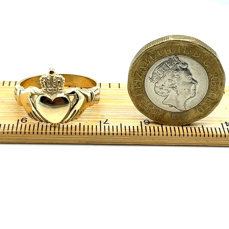 Irish Claddagh Ring, Celtic Ring, Heavy Claddagh Gold Ring, Traditional Ring, 9ct Gold Irish Ring - Sarraf Jewellers