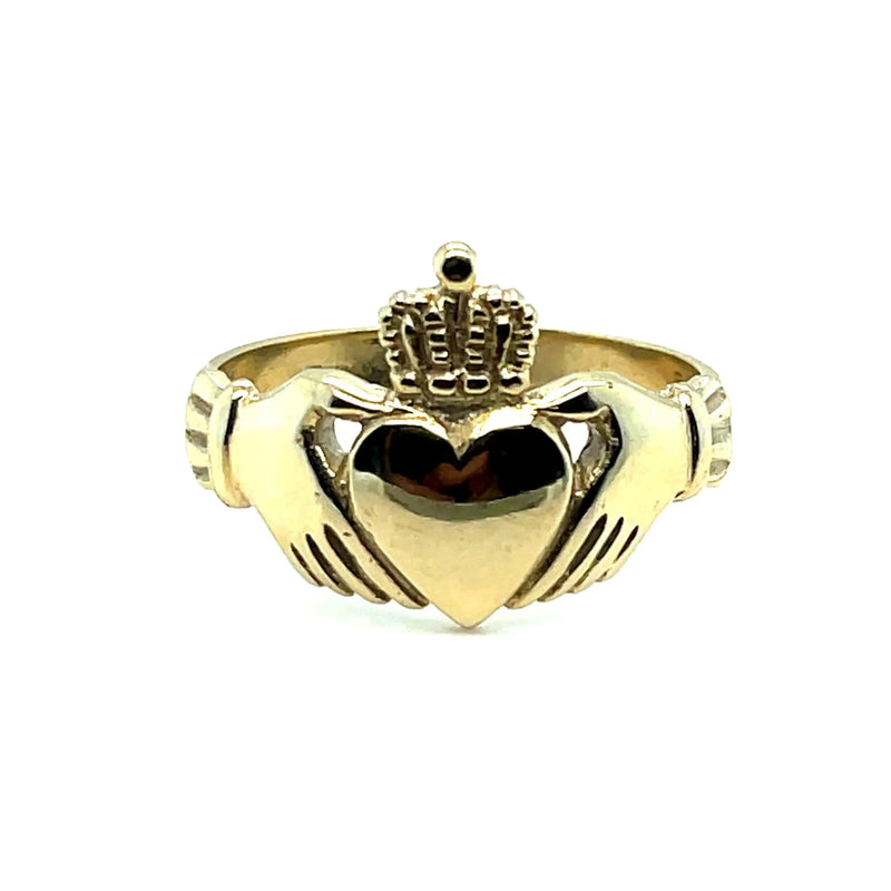 Irish Claddagh Ring, Celtic Ring, Heavy Claddagh Gold Ring, Traditional Ring, 9ct Gold Irish Ring - Sarraf Jewellers
