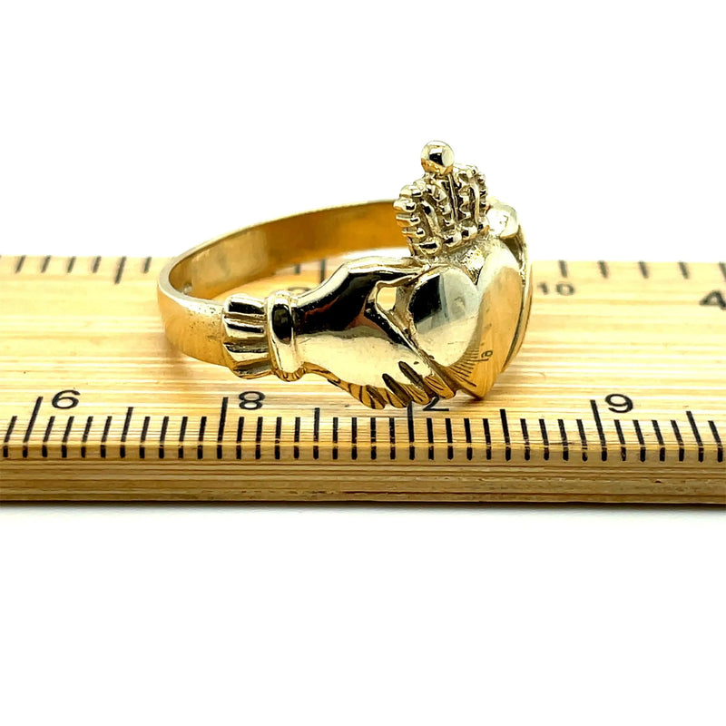 Irish Claddagh Ring, Celtic Ring, Heavy Claddagh Gold Ring, Traditional Ring, 9ct Gold Irish Ring - Sarraf Jewellers