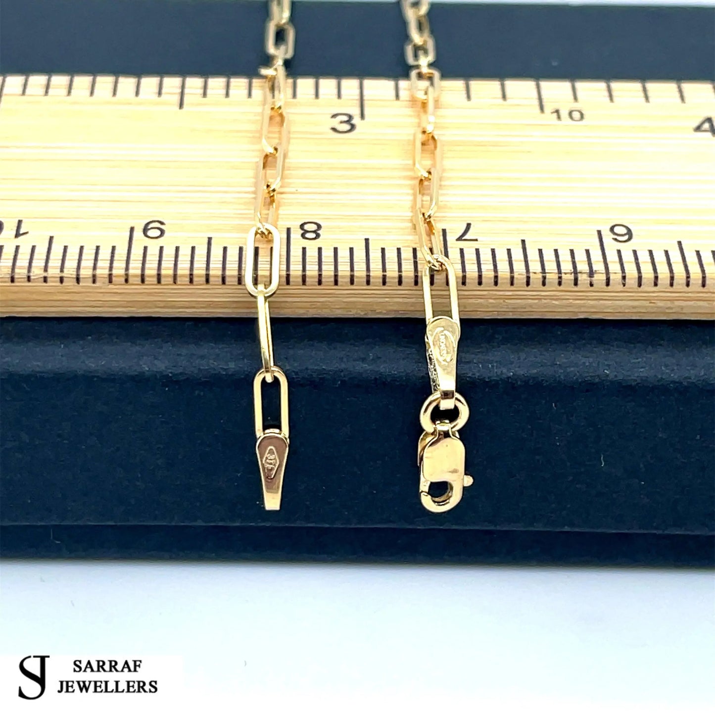 Paperclip Fine Chain 9ct Yellow Gold Necklace | Shop Online Sarraf Jewellers - Sarraf Jewellers
