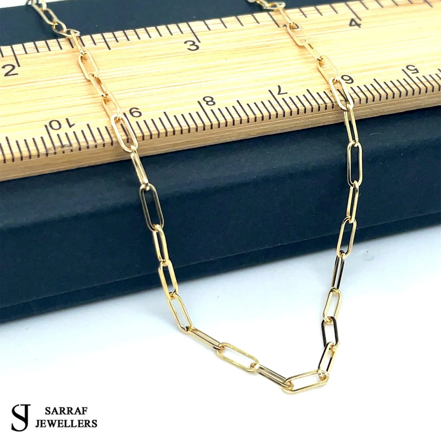 Paperclip Fine Chain 9ct Yellow Gold Necklace | Shop Online Sarraf Jewellers - Sarraf Jewellers