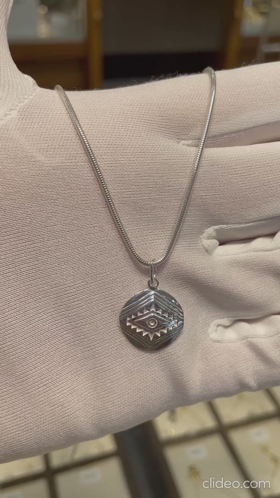 925 Sterling Silver Plain Evil Eye Pendant - Large | Shop Online Sarraf Jewellers UK