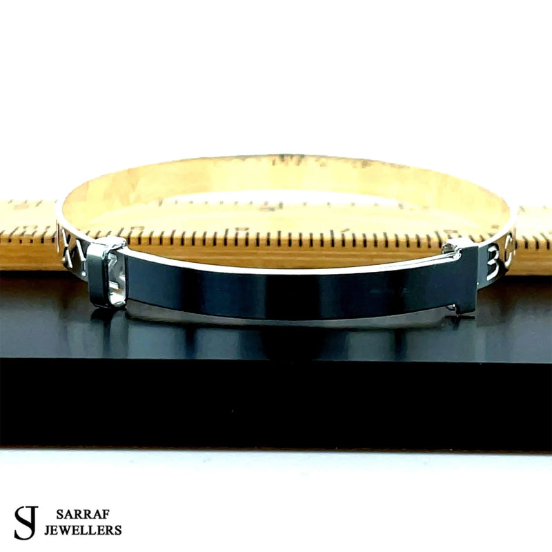 Silver Baby Bangle Child Expandable 925 SOLID Embossed Alphabet Letters Pattern* - Sarraf Jewellers