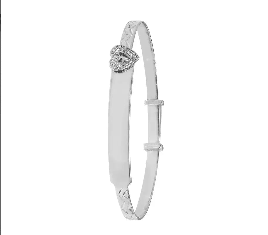 silver-baby-heart-design-id-bangle-diamond-cut-simulated-diamond-or-shop-online-sarraf-jewellers-uk-2 - Sarraf Jewellers