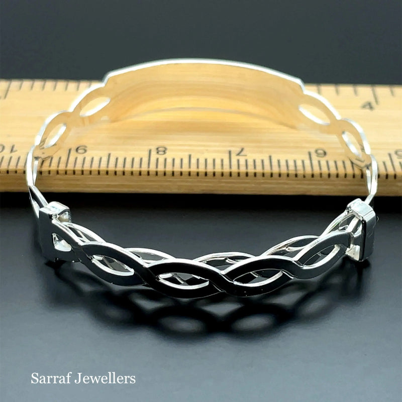 Silver Baby ID Bangle Infinity Design Expandable Engravable | Shop Online Sarraf Jewellers UK - Sarraf Jewellers