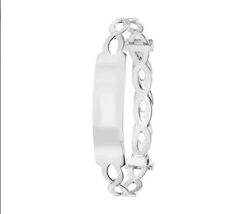 Silver Baby ID Bangle Infinity Design Expandable Engravable | Shop Online Sarraf Jewellers UK - Sarraf Jewellers