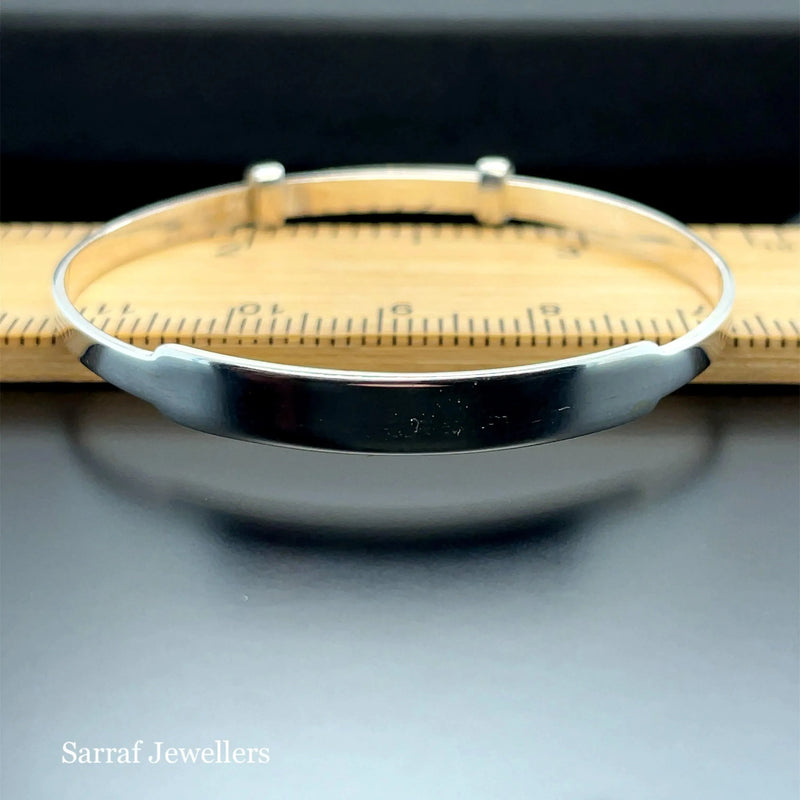 Silver Baby ID Plain Bangle Expandable FREE ENGRAVING | Shop Online Sarraf Jewellers - Sarraf Jewellers