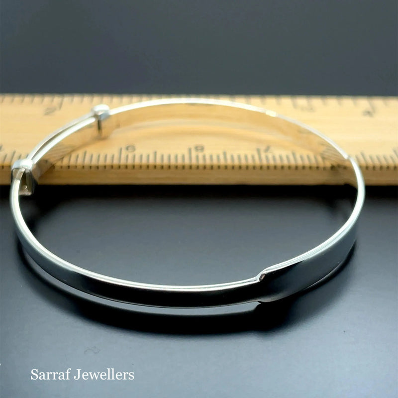 Silver Baby ID Plain Bangle Expandable FREE ENGRAVING | Shop Online Sarraf Jewellers - Sarraf Jewellers