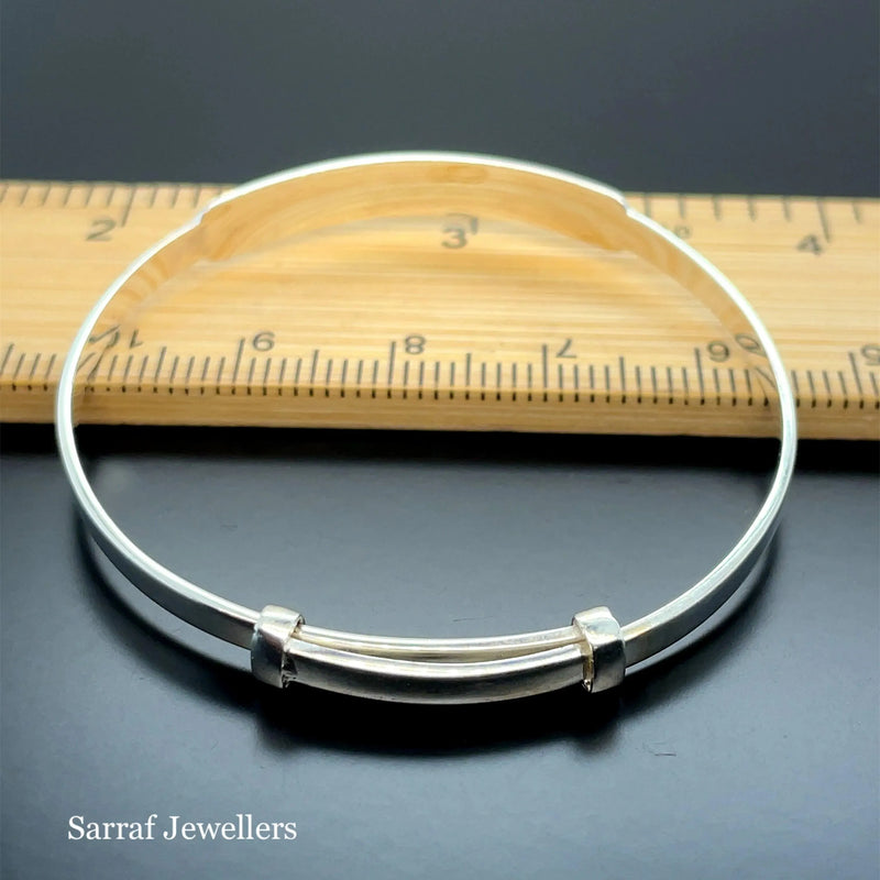 Silver Baby ID Plain Bangle Expandable FREE ENGRAVING | Shop Online Sarraf Jewellers - Sarraf Jewellers
