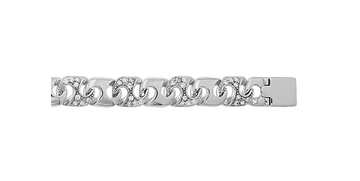 Silver Cast Anchor Link Bracelet Mens CZ Simulated Diamond Design | Shop Online Sarraf Jewellers UK - Sarraf Jewellers