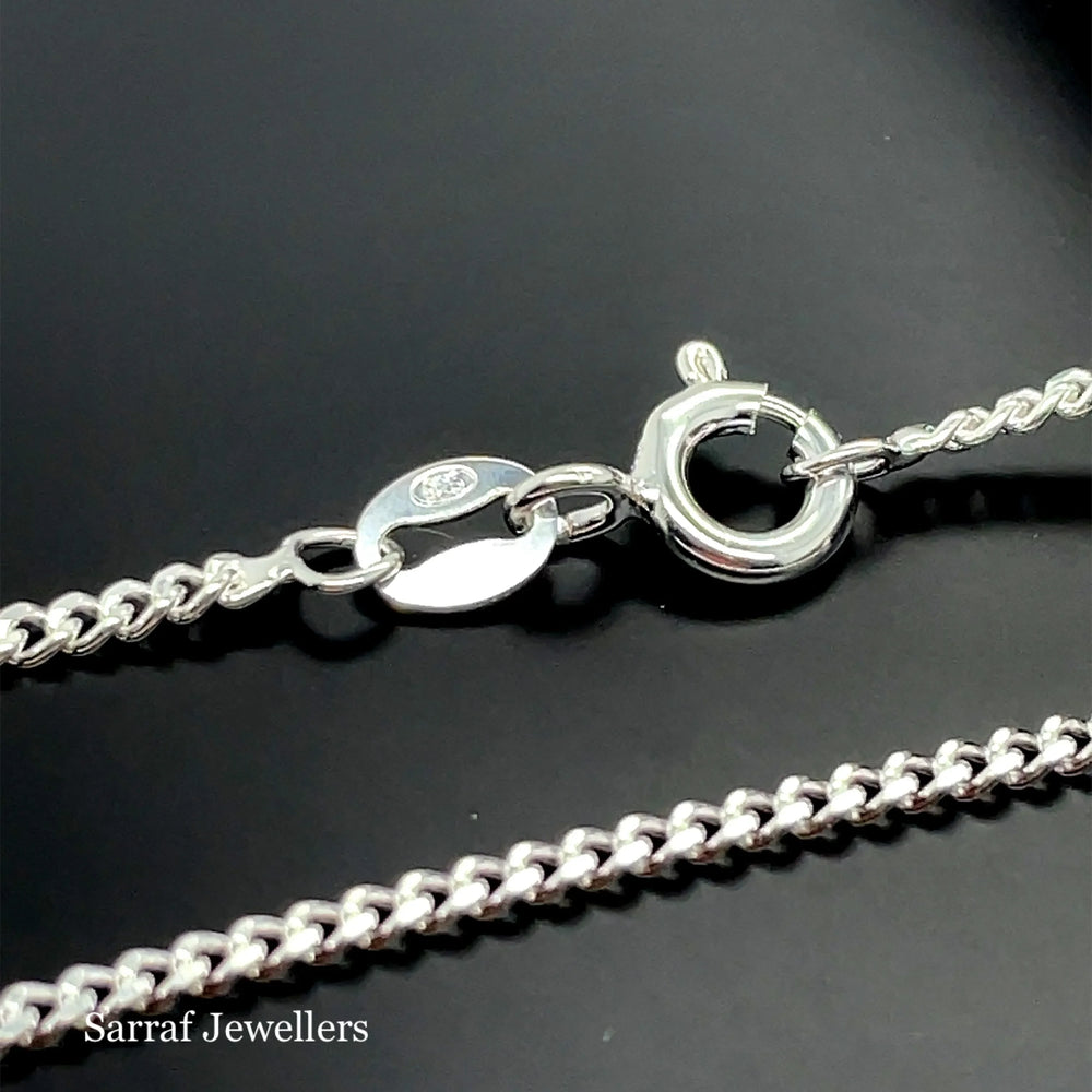 Silver Curb Link Chain Fine Plain Design - 2mm | Sarraf Jewellers UK
