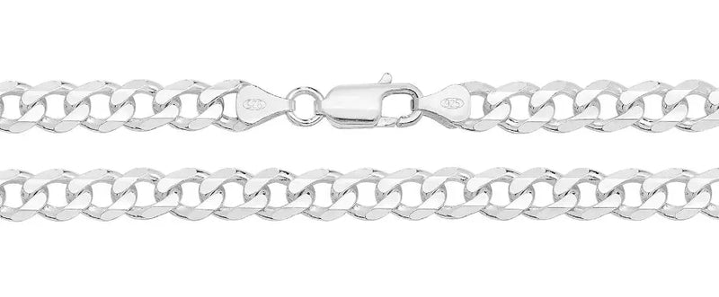 Silver Curb Chain Plain Design Heavy Necklace UK Hallmarked | Shop Online Sarraf Jewellers UK - Sarraf Jewellers