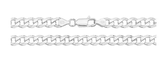 Silver Curb Chain Plain Design Heavy Necklace UK Hallmarked | Shop Online Sarraf Jewellers UK - Sarraf Jewellers