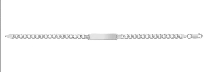 Silver Curb Pave Link Ladies ID Bracelet Free Engraving | Shop Online Sarraf Jewellers UK - Sarraf Jewellers