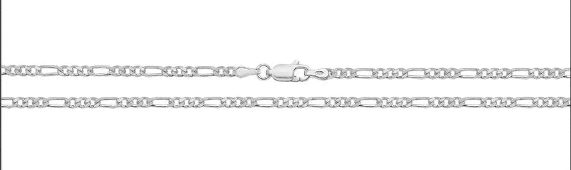 Silver Figaro Chain Plain Light Necklace UK Hallmarked | Shop Online Sarraf Jewellers UK - Sarraf Jewellers