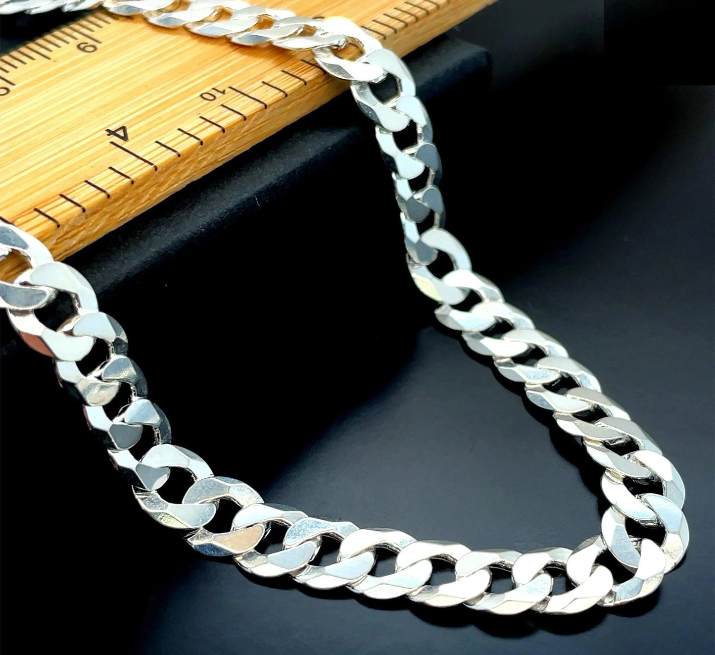 Silver Flat Curb Chain Plain Design Necklace UK Hallmarked | Shop Online Sarraf Jewellers UK - Sarraf Jewellers