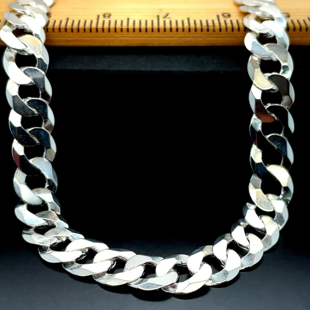 Silver Flat Curb Necklace Plain Design Chain - 7mm | Sarraf Jewellers