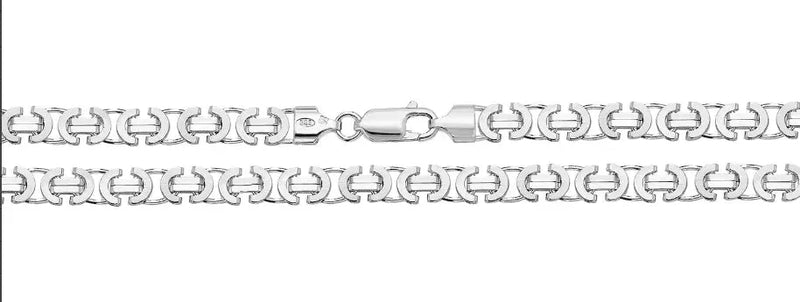 Silver Flat Link Byzantine Necklace Plain Design Chain UK Hallmarked | Shop Online Sarraf Jewellers UK - Sarraf Jewellers