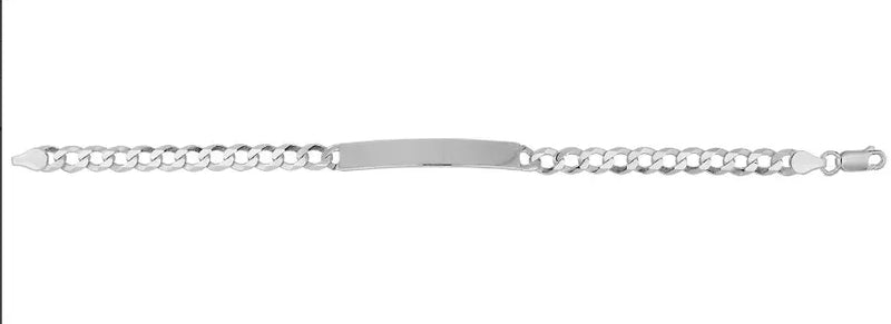 Silver Flat Open Curb Link Ladies ID Bracelet Plain Desing Free Engraving | Shop Online Sarraf Jewellers UK - Sarraf Jewellers