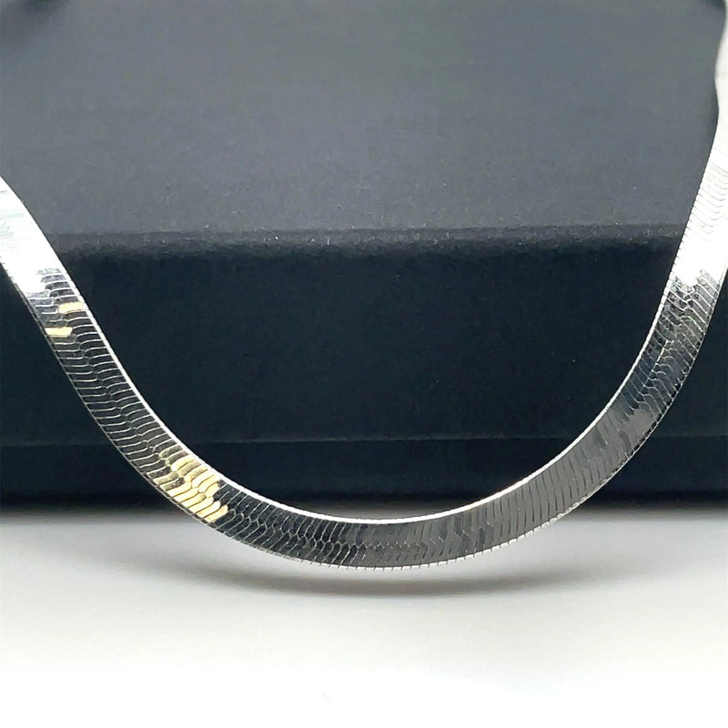 Silver Flat Snake Link Chain Plain Design Necklace | Shop Online Sarraf Jewellers UK - Sarraf Jewellers