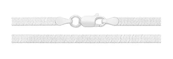 Silver Flat Snake Link Chain Plain Design Necklace | Shop Online Sarraf Jewellers UK - Sarraf Jewellers