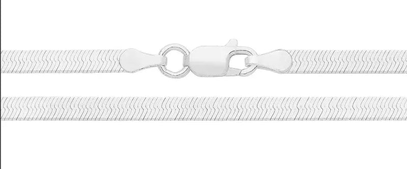 Silver Flat Snake Link Chain Plain Design Necklace | Shop Online Sarraf Jewellers UK - Sarraf Jewellers