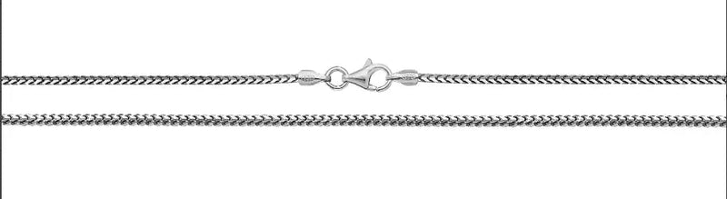 Silver Franco Chain V-Cut Design Rhodium Plated Necklace UK Hallmarked | Shop Online Sarraf Jewellers UK - Sarraf Jewellers