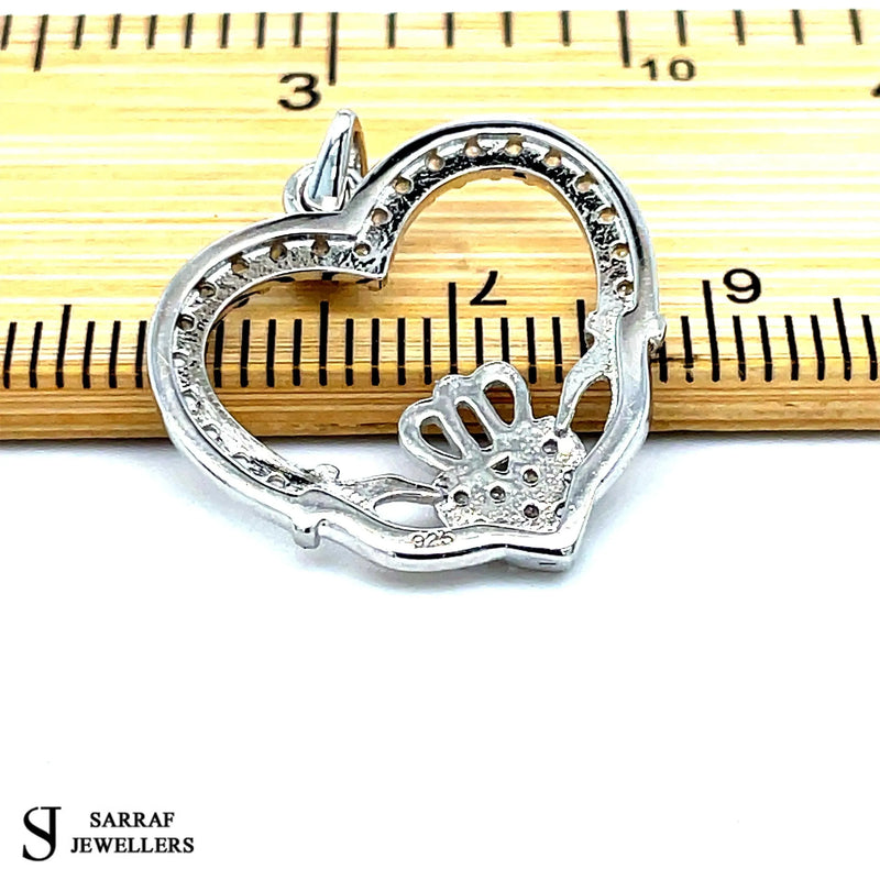 Silver HEART CLADDAGH PENDANT 925 Sterling Silver Rhodium Plated Design UK Hallmarked | Shop Online Sarraf Jewellers UK - Sarraf Jewellers