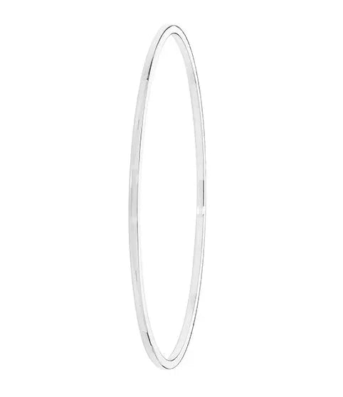 Silver Ladies Bangle Plain Flat Design | Shop Online Sarraf Jewellers UK - Sarraf Jewellers