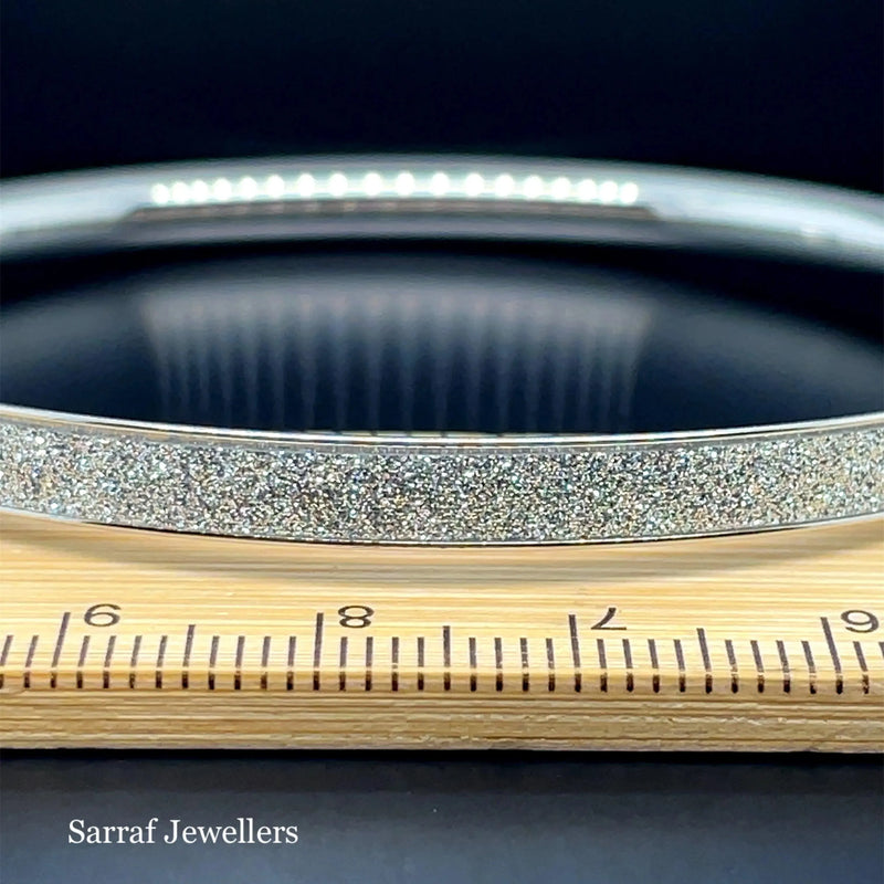 Silver Ladies Moondust Design Hinged Bangle | Shop Online Sarraf Jewellers UK - Sarraf Jewellers