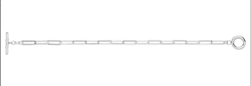 Silver Ladies Paperclip Link Plain Design T-Bar Bracelet | Shop Online Sarraf Jewellers UK - Sarraf Jewellers
