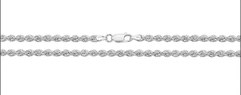 Silver Rope Chain Plain Design Necklace UK Hallmarked | Shop Online Sarraf Jewellers UK - Sarraf Jewellers