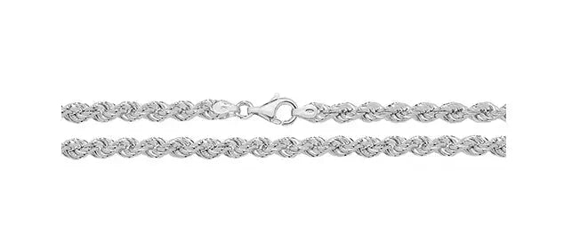 Silver Rope Link Necklace Plain Design Chain UK Hallmarked | Shop Online Sarraf Jewellers UK - Sarraf Jewellers