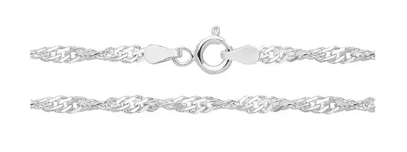 Silver Singapore Link Chain Rhodium Plated Necklace | Shop Online Sarraf Jewellers UK - Sarraf Jewellers