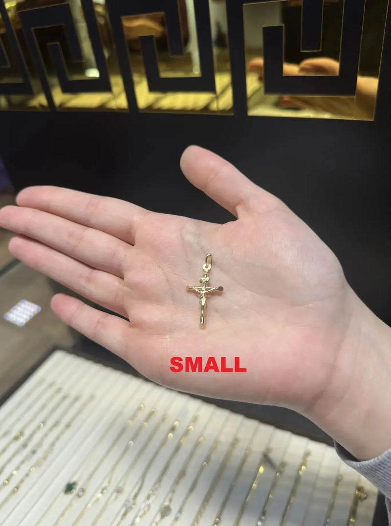 9ct Yellow Gold Crucifix Cross Pendant - Small - Medium - Large - X Large | Shop Online Sarraf Jewellers UK
