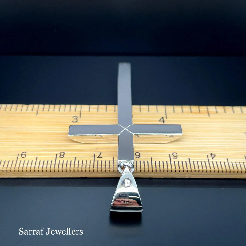 Solid 925 Sterling Silver Cross Heavy Plain Design UK Hallmarked | Shop Online Sarraf Jewellers UK - Sarraf Jewellers