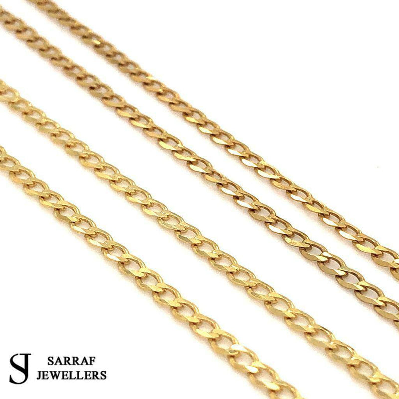 2MM CURB Chain 9ct 375 Yellow GOLD Bracelet Necklace ALL SIZE BRAND NEW - Sarraf Jewellers