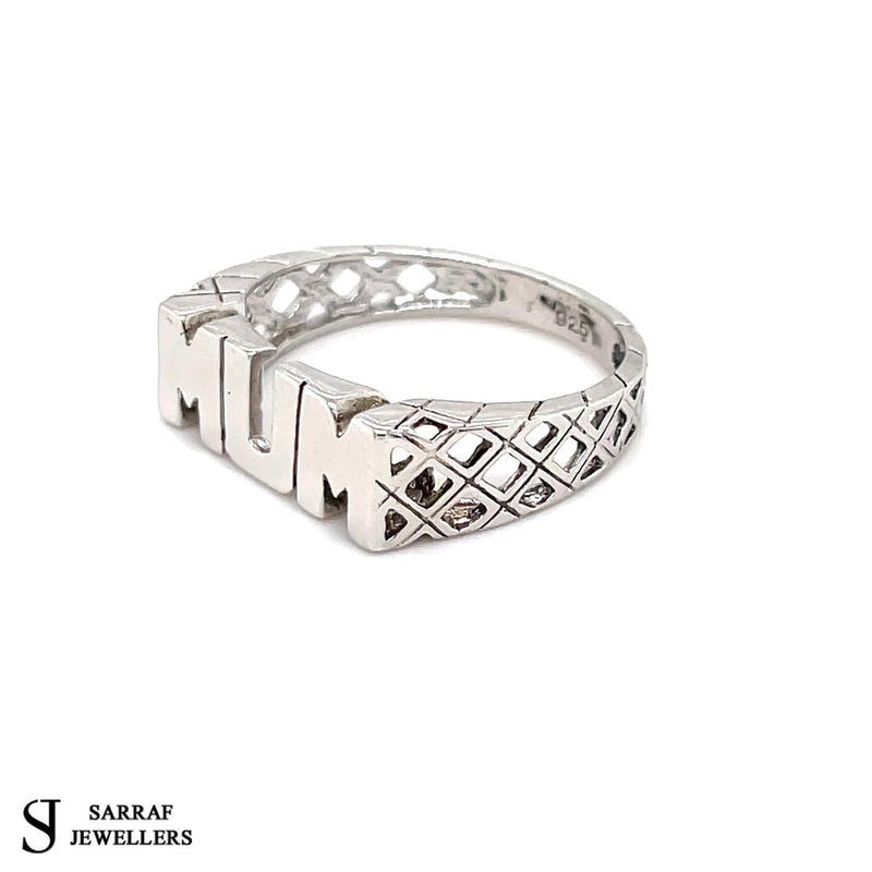 Mum Ring Sterling Silver Ring, Plain Solid Genuine Basket Style Shoulder, Gifts for Her - Sarraf Jewellers