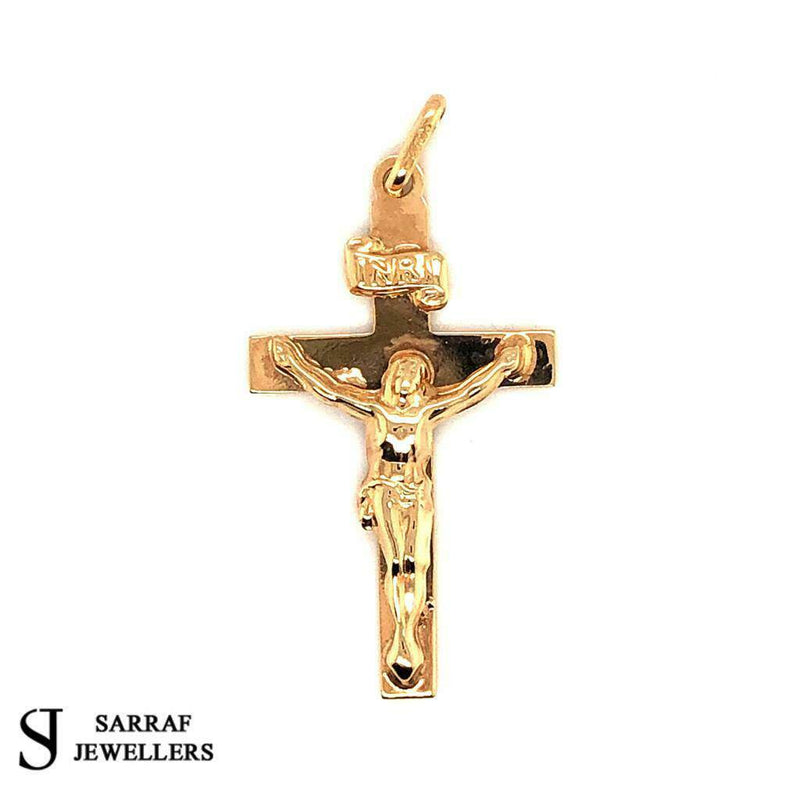 9ct Yellow Gold 375 Hallmarked Crucifix Cross Jesus Brand **New* - Sarraf Jewellers