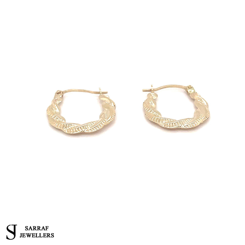 Small Creole Earrings, 9ct Gold Earring, Victorian Style Spiked, Oval Creole Hoop Earrings 13x16mm - Sarraf Jewellers