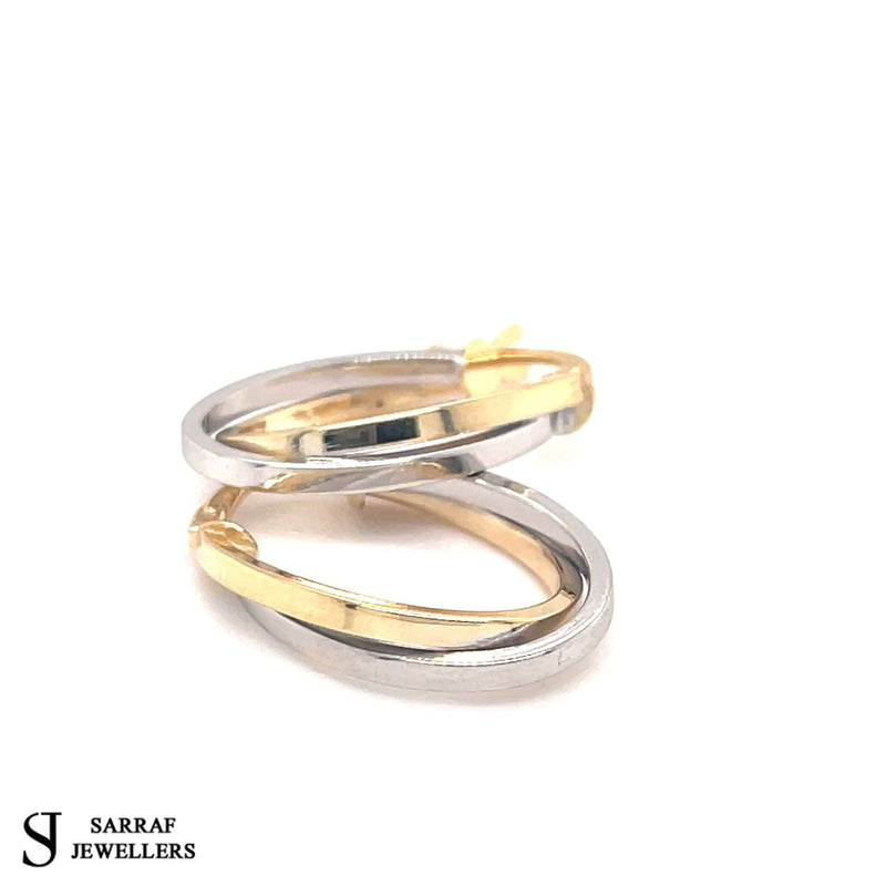 Gold Hoop Earring, 9ct Yellow Rose White Gold Oval Double Color Hoop Earrings, Gifts for Women, Gifts for Mum, 20x14mm - Sarraf Jewellers