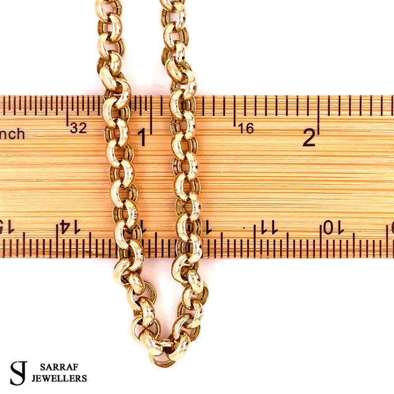 9ct Yellow Gold PLAIN ROUND BELCHER Chain 5.3 Necklace MENS LADIES BRAND NEW - Sarraf Jewellers