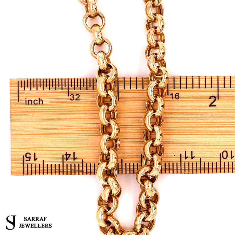 9ct Yellow Gold PLAIN ROUND BELCHER Chain 6.2MM Necklace MENS LADIES BRAND NEW - Sarraf Jewellers