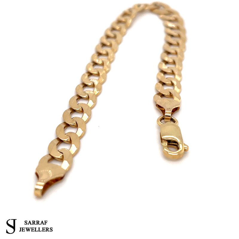 9ct Yellow Gold CHAIN Bracelet UNISEX 375 Hallmarked 7.4gr 8.5" NEW! - Sarraf Jewellers