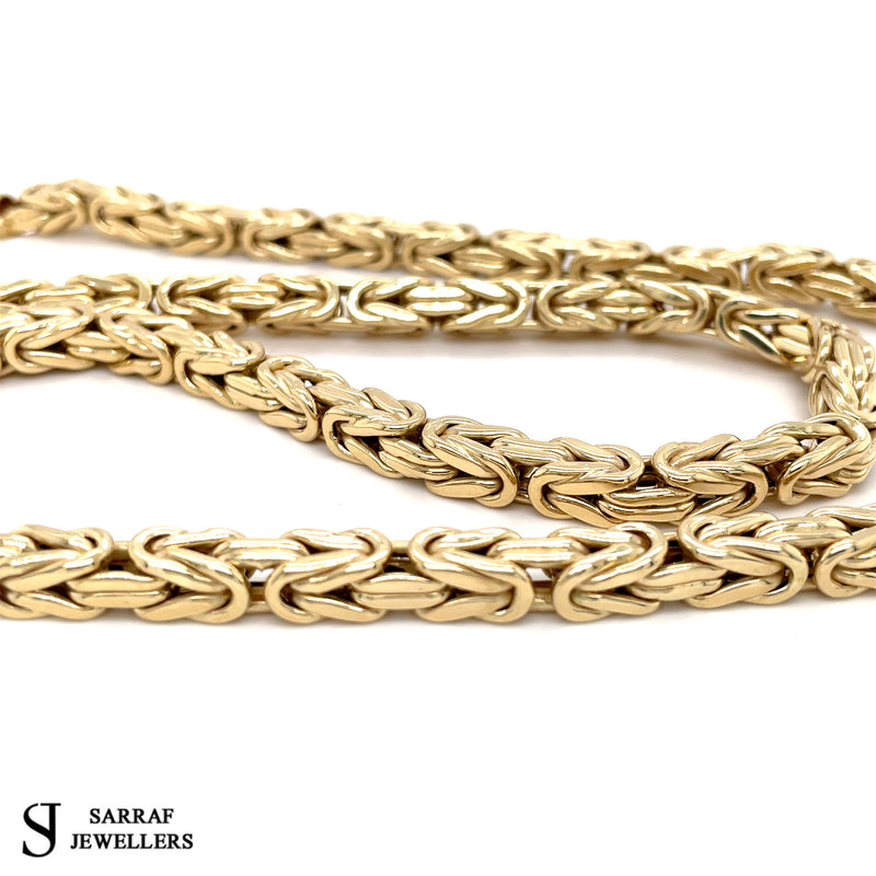 14ct Yellow GOLD 585 BYZANTINE KING Chain NECKLACE SQUARE 25.5" 6MM 59.6GR NEW! - Sarraf Jewellers