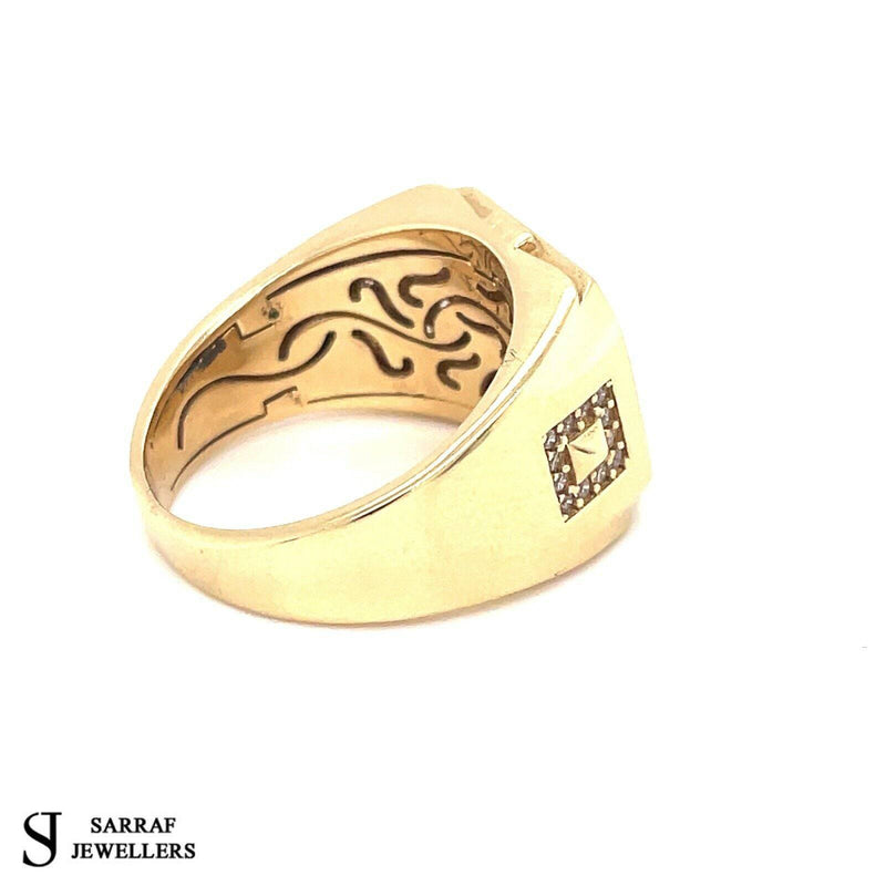 Square Men's Gents Solid 14Ct 14K Yellow Gold Ring 585 Brand New 10.70gr Pinky - Sarraf Jewellers
